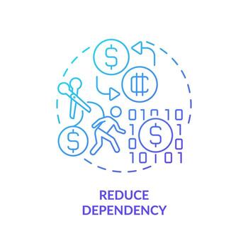 2d reducir dependencia degradado Delgado línea icono concepto, aislado vector, ilustración representando digital divisa. vector