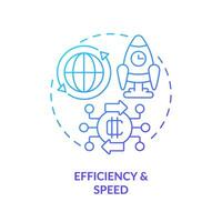 2D efficiency and speed gradient thin line icon concept, isolated vector, illustration representing digital currency. vector