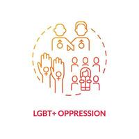 LGBT oppression red gradient concept icon. Discrimination of minorities. Social injustice example abstract idea thin line illustration. Isolated outline drawing vector