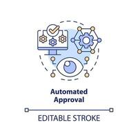 2D editable automated approval thin line icon concept, isolated vector, multicolor illustration representing vendor management. vector