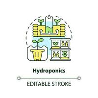2D customizable hydroponics icon representing vertical farming concept, isolated vector, thin line illustration. vector