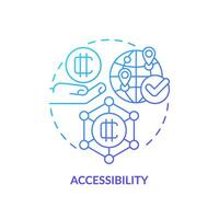 2D accessibility gradient thin line icon concept, isolated vector, illustration representing digital currency. vector