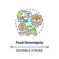 Food sovereignty concept icon. Define farm system. Agriculture policy concern abstract idea thin line illustration. Isolated outline drawing. Editable stroke vector