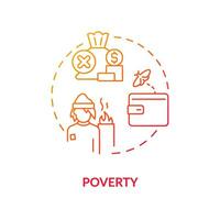 Poverty red gradient concept icon. Money shortage. Social problem. Unemployment crisis. Justice issue abstract idea thin line illustration. Isolated outline drawing vector