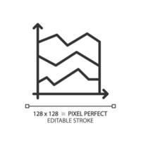 Area chart linear icon. Revenue management. Temperature change. Data presentation. Infographic element. Thin line illustration. Contour symbol. Vector outline drawing. Editable stroke