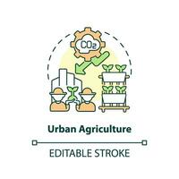 2D customizable urban agriculture icon representing vertical farming and hydroponics concept, isolated vector, thin line illustration. vector