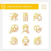 Pixel perfect gradient icons set of haircare, thin linear creative orange illustration. vector