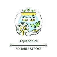 2D customizable aquaponics icon representing vertical farming and hydroponics concept, isolated vector, thin line illustration. vector