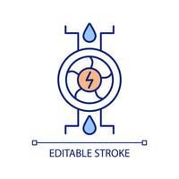 Electricity generation with water power RGB color icon. Sustainable power source. Eco friendly industry development. Isolated vector illustration. Simple filled line drawing. Editable stroke