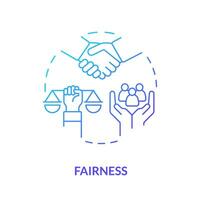 Fairness blue gradient concept icon. Principle of equality for everybody. Law and justice idea abstract idea thin line illustration. Isolated outline drawing vector