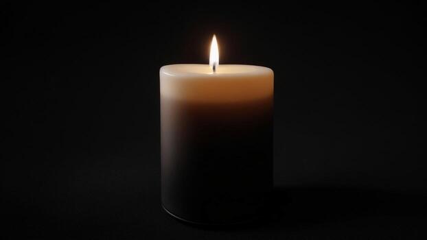 ardiente vela en un negro antecedentes. de cerca imagen. ai generado foto