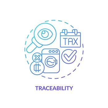 2D traceability gradient thin line icon concept, isolated vector, illustration representing digital currency. vector