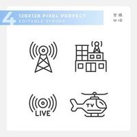 Pixel perfect black simple icons collection representing journalism, editable thin linear illustration. vector