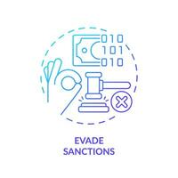 2D evade sanctions gradient thin line icon concept, isolated vector, illustration representing digital currency. vector