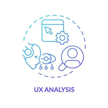 Gradient UX analysis icon concept, isolated vector, AI for SEO thin line illustration vector