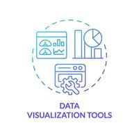 Gradient data visualization tools concept thin line icon, isolated vector representing data democratization.