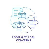 Gradient legal and ethical concerns concept thin line icon, isolated vector representing data democratization.