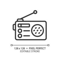 2D pixel perfect editable black radio icon, isolated vector, thin line illustration representing journalism. vector