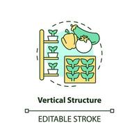 2D customizable vertical structure icon representing vertical farming and hydroponics concept, isolated vector, thin line illustration. vector