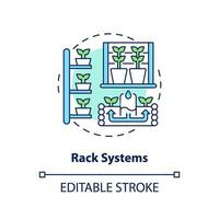 2D customizable rack systems icon representing vertical farming and hydroponics concept, isolated vector, thin line illustration. vector