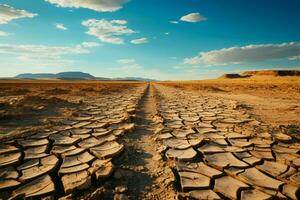 soledad revelado agrietado tierra en Desierto desvela clima cambios angustioso efectos ai generado foto