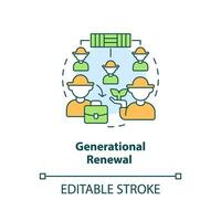Generational renewal concept icon. Farmers community. Agriculture policy objective abstract idea thin line illustration. Isolated outline drawing. Editable stroke vector