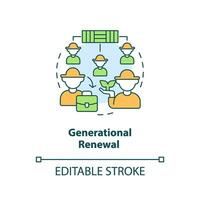 Generational renewal concept icon. Farmers community. Agriculture policy objective abstract idea thin line illustration. Isolated outline drawing. Editable stroke vector