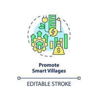 Promote smart villages concept icon. Digital technology. Rural development program abstract idea thin line illustration. Isolated outline drawing. Editable stroke vector