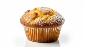 Vanilla muffin cupcake on white background isolated image food AI Generated photo