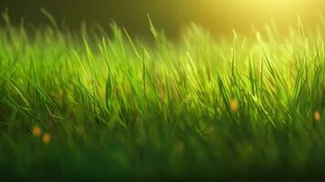 Grass growing Summer Lawn Background AI Generated photo