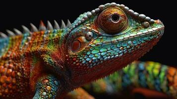 Kaleidoscopic lizard in closeup AI Generated photo