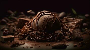 decadente chocolate celebracion, abrazo el delicia de mundo chocolate día. ai generado foto