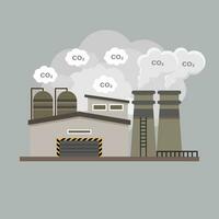 Toxic smoke from industrial factory floating in the air. Air pollution problem vector illustration.