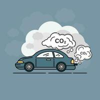 Car air pollution. Vehicle toxic pollution vector illustration