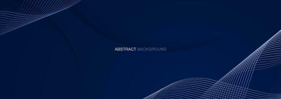 Abstract background with curve modern lines on dark blue background. Illustration horizontal template background banner. vector