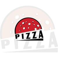 Whole pizza with slice. Italian fast food symbol, logo illustration. Vector graphics