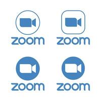 Zoom logo. Application for video communications with cloud platform for video and audio conferencing, chat, and webinars. vector