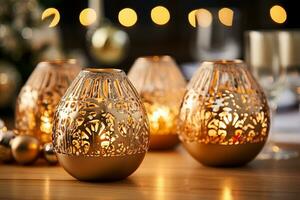 Delicate silver spheres adorned with intricate patterns gleaming and reflecting the festive lights bring elegance to merry gatherings photo