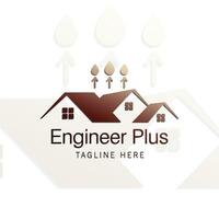 Engineer Plus logo with blue house vector