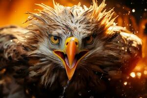 Fierce birds with fiery wings protect their nests ready to confront any intruders with utmost determination and aggression photo