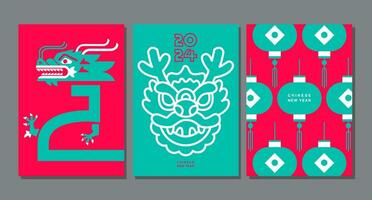 Template layout Chinese New Year 2024, Year of the Dragon vector