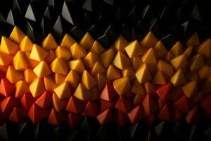 Delightful candy corn patterns emerge in low relief creating a captivating visual contrast against a sleek black gradient photo