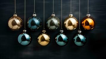 Artfully arranged antique glass Christmas ornaments background with empty space for text photo