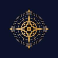 Abstract Star Compass Emblem Vector - Navigating Creative Possibilities with Intriguing Design