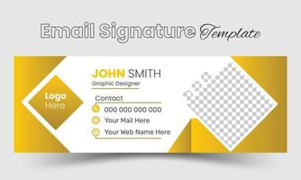 Corporate Modern Email Signature Design template. Email signature template design with yellow color vector