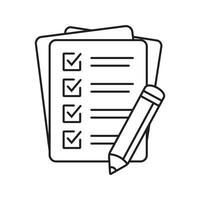 Checklist with pencil icon. Test, questionnaire icon. To do list vector icon for web site and app design.