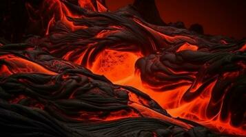 Abstract volcanic style background, hot lava flow AI Generated photo