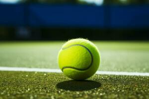 The game is on as the tennis ball bounces on green AI Generated photo