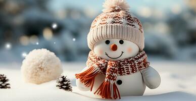 festivo nuevo años muñeco de nieve, Navidad antecedentes tarjeta postal - ai generado imagen foto