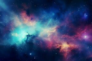 cautivador belleza de espacio con un distante nebulosa en medio de un lleno de estrellas cielo ai generativo foto